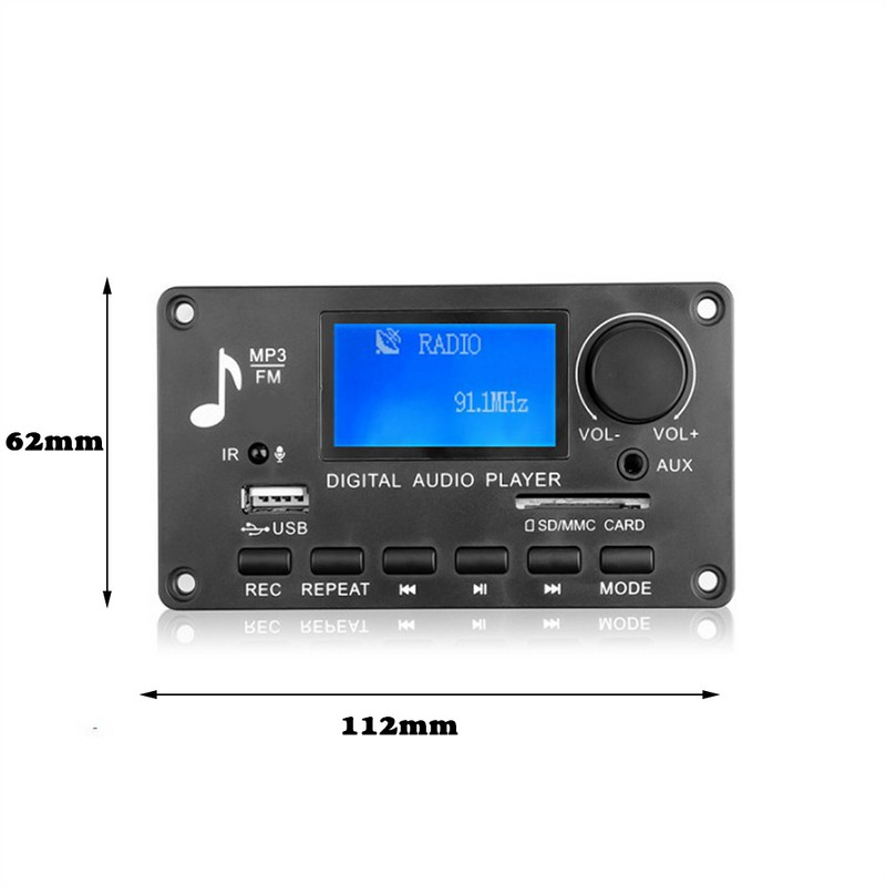 JQ-D006BT 12V Bluetooth 5.0 dekoder ploča za snimanje poziva mp3 player WMA audio automobila USB TF USB FM radio modul s daljinskim upravljačem