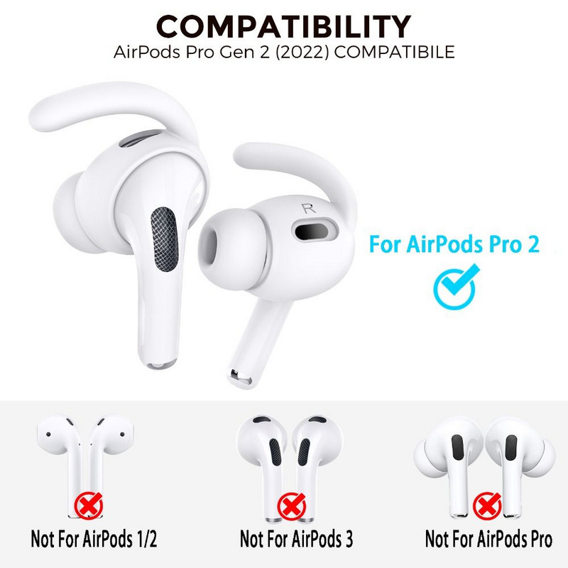 3 páry mäkkých silikónových slúchadiel do uší, náušníky s krídelkami a háčikmi pre AirPods Pro 2, príslušenstvo k Bluetooth slúchadlám