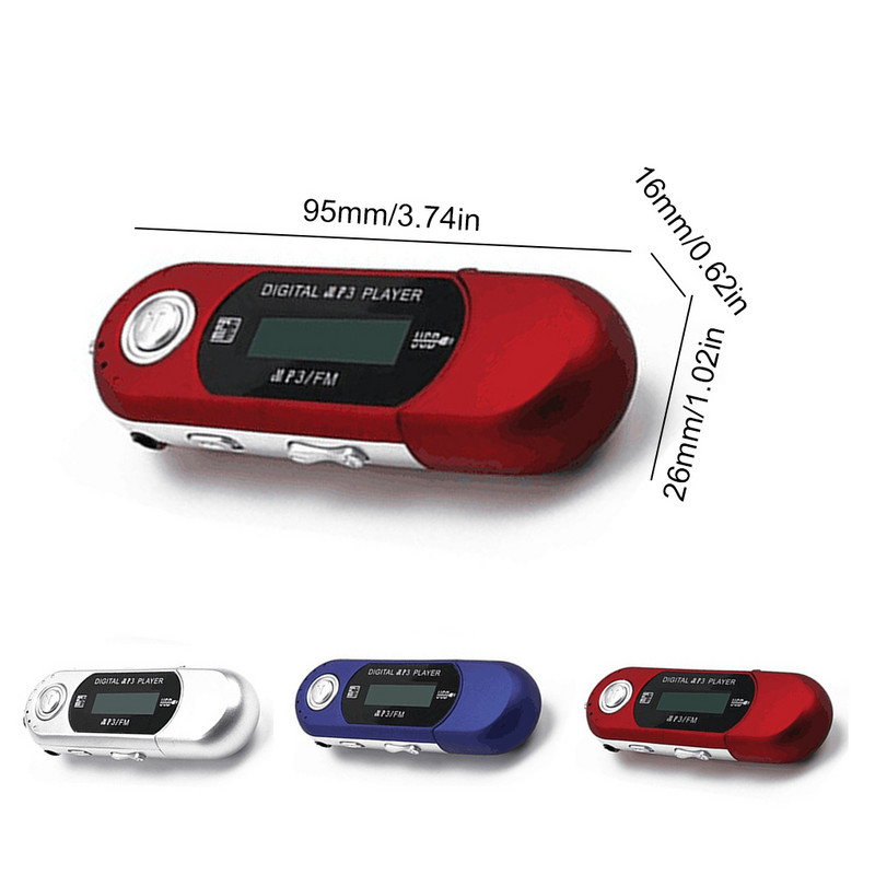 Mini MP3 player Flash Drive bez gubitaka zvuka LCD glazbeni player s 3 5 mm audio priključka Kontrola jednim prstom za Home Red