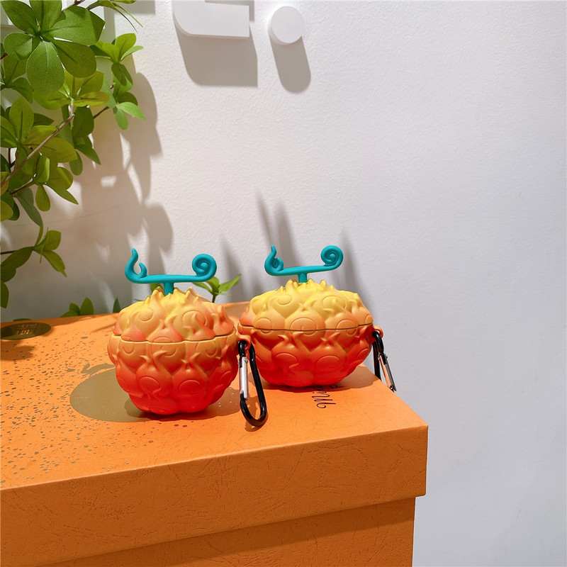 vienos dalies liepsnos Portgas·D· Ace Devil Fruit ausinių dėklas, skirtas AirPods pro 1 2 3 Minkštas silikoninis apsauginis dangtelis ausinių dėklas