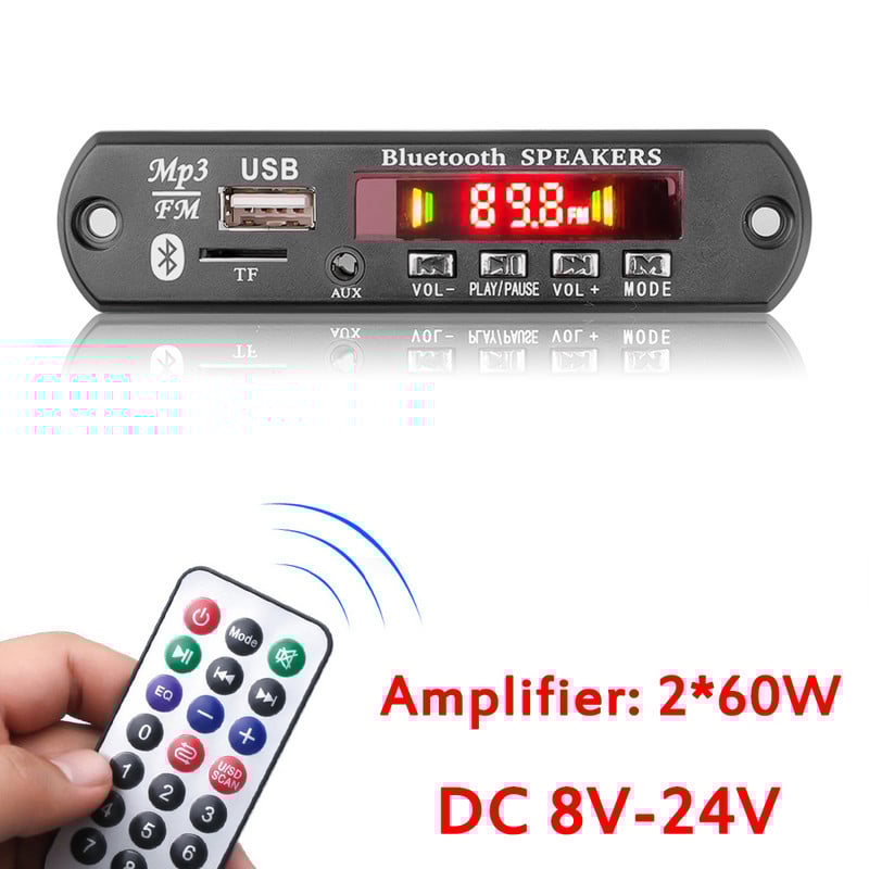 Kebidu DC 8V-24V 2*60W mp3 player fără fir Amplificator Placă de decodor 120W Bluetooth 5.0 modul audio USB FM Muzică pentru radio auto