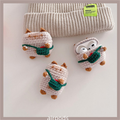 Πλεκτή βελούδινη θήκη ακουστικών για Apple Airpods pro 1 2 3 Cute cat ασύρματη θήκη φόρτισης ακουστικών Bluetooth Κάλυμμα Θήκες ακουστικών
