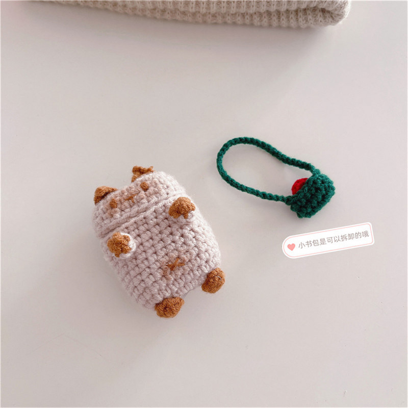 Knit plīša austiņu futrālis priekš Apple Airpods pro 1 2 3 Cute cat bezvadu Bluetooth austiņu uzlādes kaste Vāciņš Austiņu futrāļi