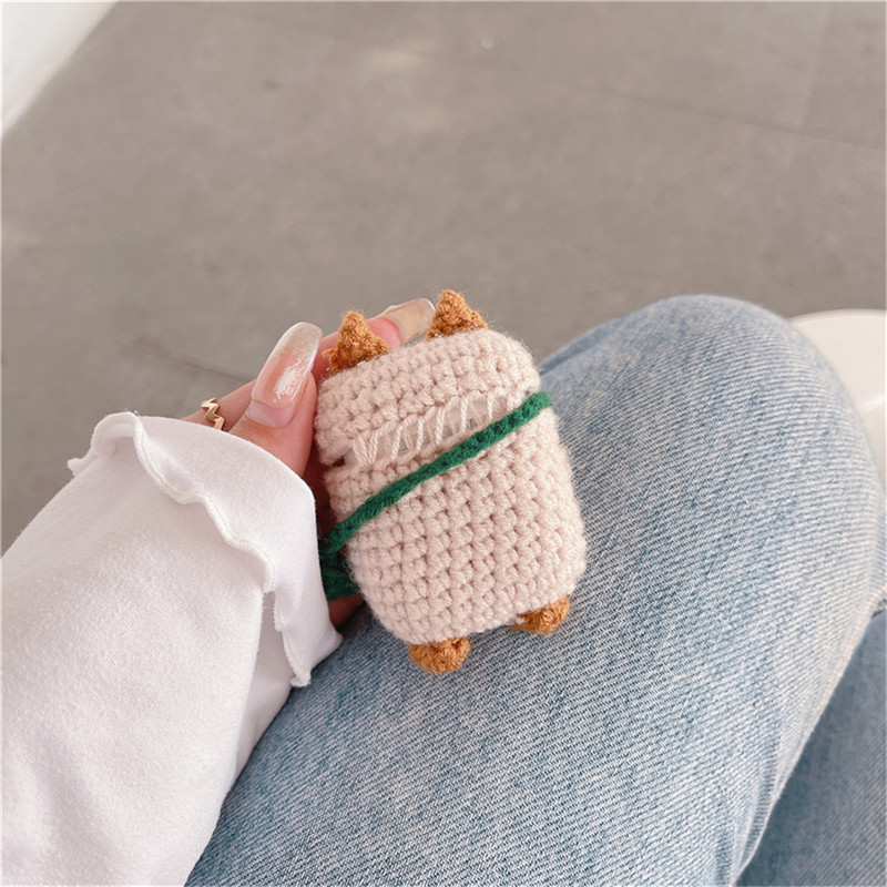 Knit plīša austiņu futrālis priekš Apple Airpods pro 1 2 3 Cute cat bezvadu Bluetooth austiņu uzlādes kaste Vāciņš Austiņu futrāļi