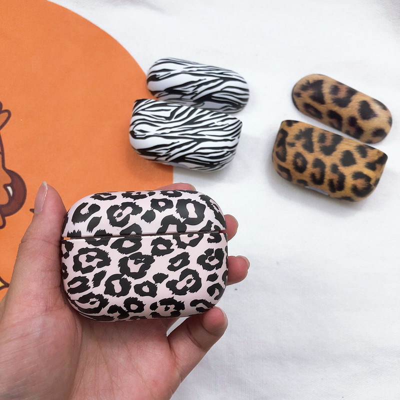 Dėklas, skirtas AirPods 2 1 Pro Pink Leopard Zebra Pattern Ausinių dėklai Kietieji kompiuterio ausinių įkrovimo dėžutės dangteliai Air Pods 3 priedai