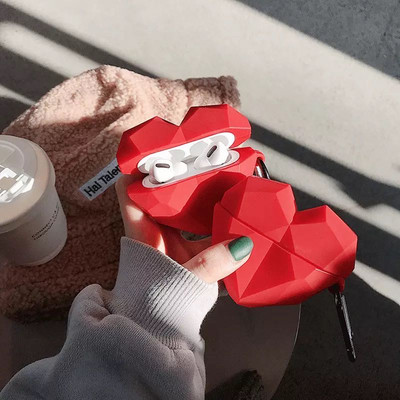 Luxus szív alakú vezeték nélküli Bluetooth fejhallgató védőburkolat AirPods Pro-hoz Air Pods 3 2 tok fém kampóval