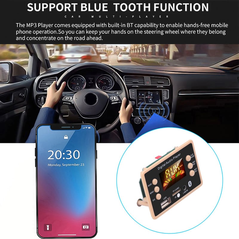 Bežični MP3 player Bluetooth 5.0 MP3 dekoder modul ploče 5V 12V FM radio MP3 FLAC WMA WAV za Iphone XS Samsung S8 S9 Xiaomi 9