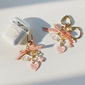 Aranyos nagy fülek fehér kutya íj kulcstartó AirPodshoz 1 2 Pro 3 tok szilikon puha Bluetooth fülhallgató töltődoboz borító aranyos