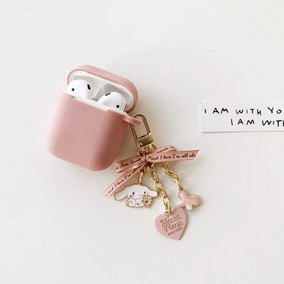 Aranyos nagy fülek fehér kutya íj kulcstartó AirPodshoz 1 2 Pro 3 tok szilikon puha Bluetooth fülhallgató töltődoboz borító aranyos