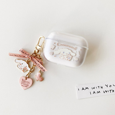 Aranyos nagy fülek fehér kutya íj kulcstartó AirPodshoz 1 2 Pro 3 tok szilikon puha Bluetooth fülhallgató töltődoboz borító aranyos