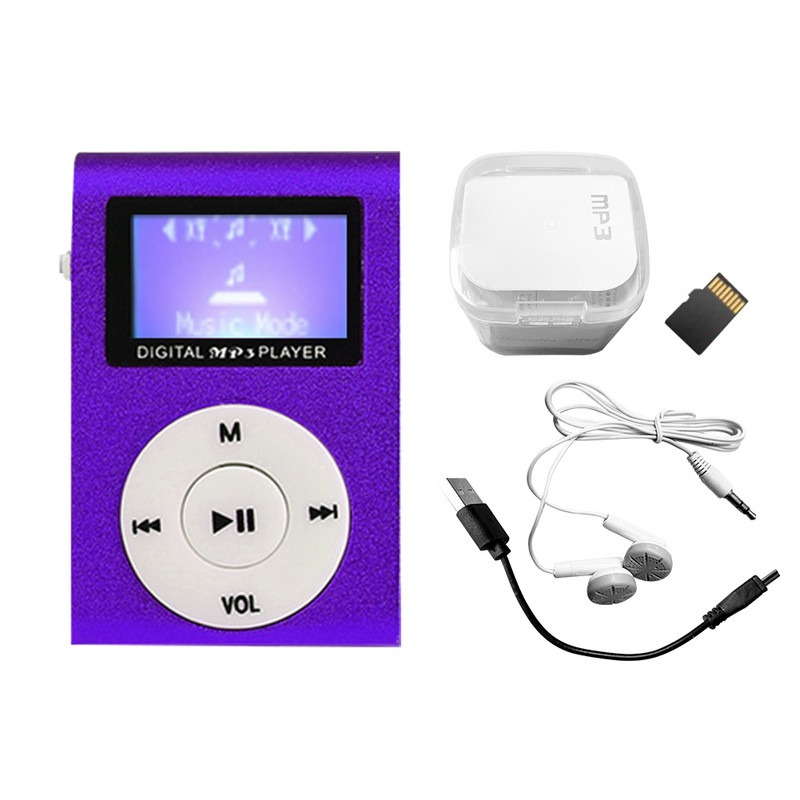 Cu clemă Mini player MP3 portabil Sport Copii Muzică Reîncărcabil 32GB Digital USB 2.0 Ecran LCD de modă Cadou pentru studenți