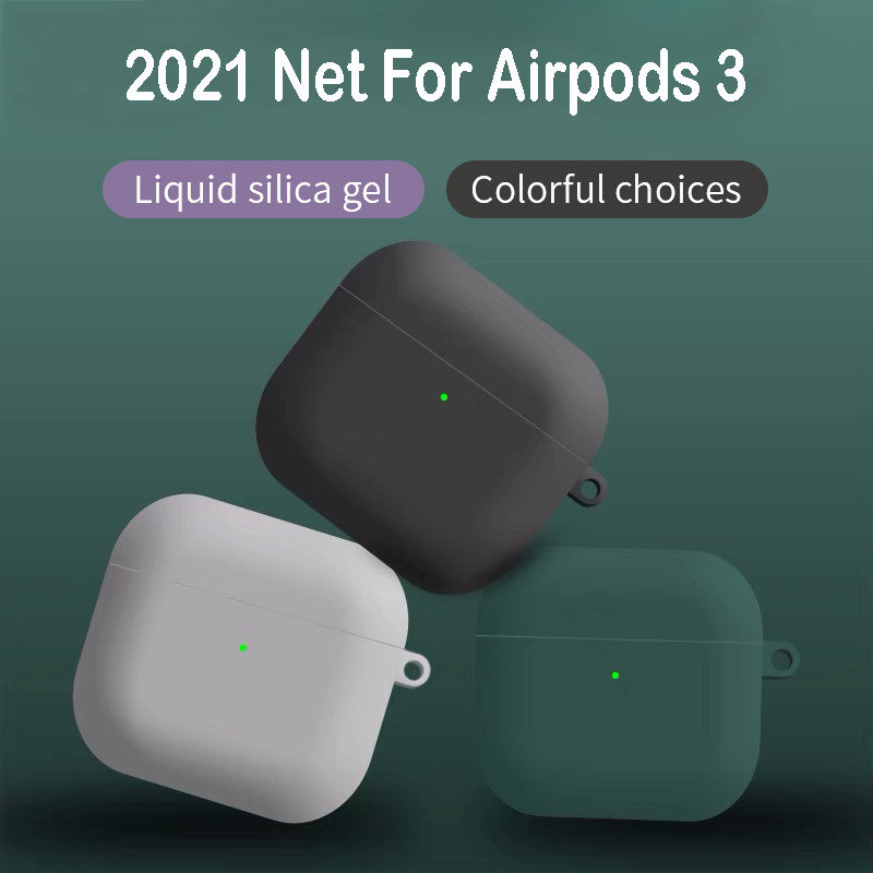ATS 2021 Net Eredeti folyékony szilikon fülhallgató tok Apple Airpods 3-hoz Puha vékony burkolat Airpods 3-hoz Protective Fundass