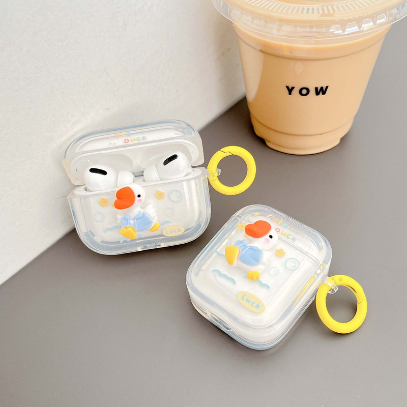 Stele de apă 3D drăguț noroc de rață cutie de încărcare pentru căști cutie de protecție wireless Bluetooth pentru Apple Airpod 1 2 pro 3 capa