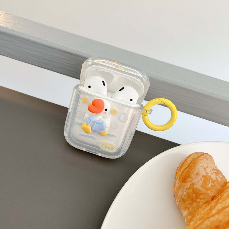 Stele de apă 3D drăguț noroc de rață cutie de încărcare pentru căști cutie de protecție wireless Bluetooth pentru Apple Airpod 1 2 pro 3 capa