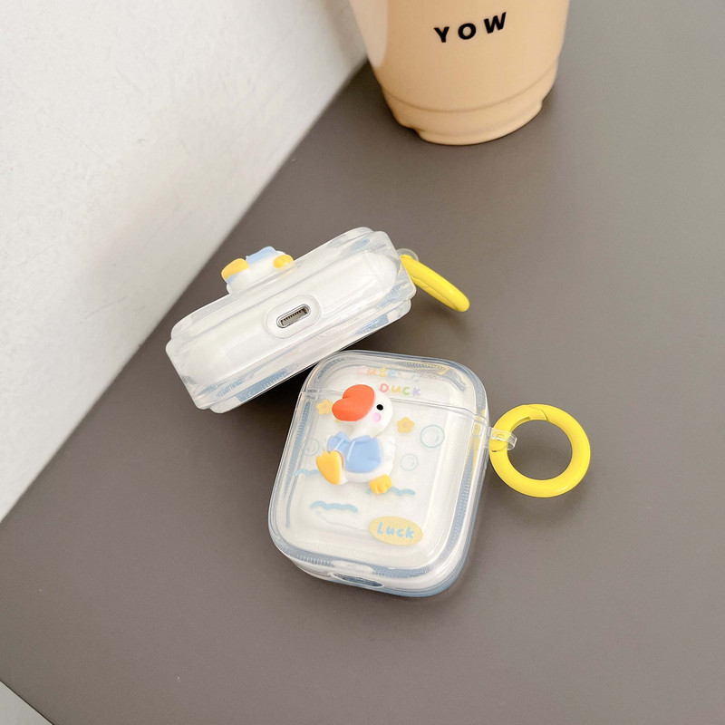 Stele de apă 3D drăguț noroc de rață cutie de încărcare pentru căști cutie de protecție wireless Bluetooth pentru Apple Airpod 1 2 pro 3 capa