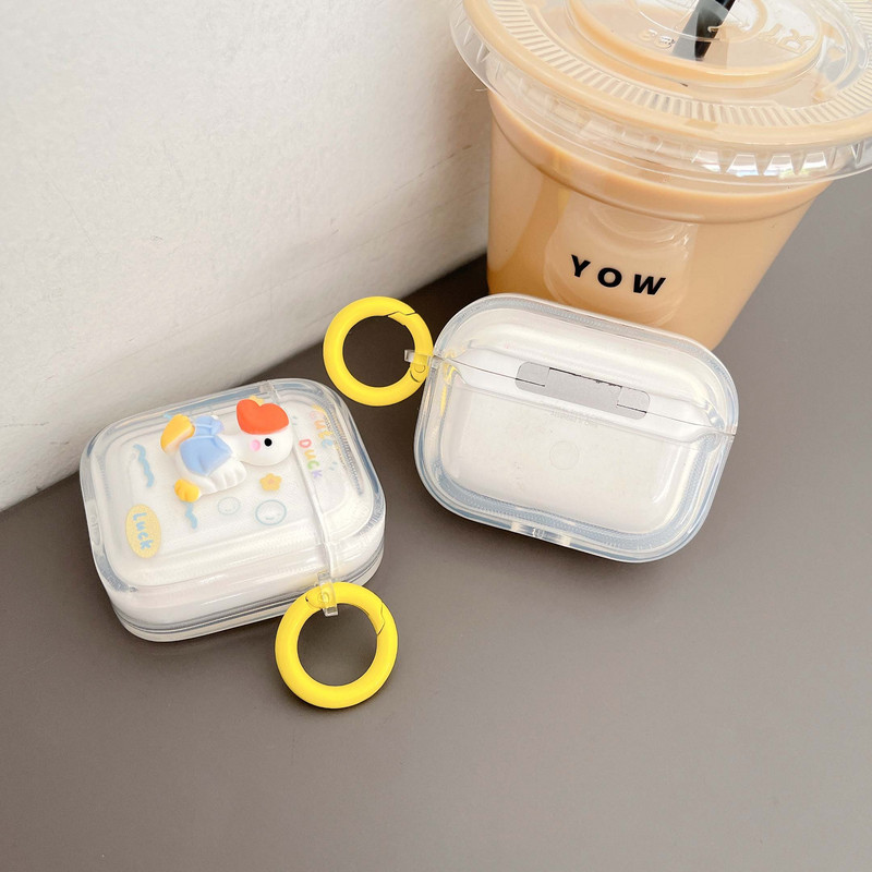 Stele de apă 3D drăguț noroc de rață cutie de încărcare pentru căști cutie de protecție wireless Bluetooth pentru Apple Airpod 1 2 pro 3 capa