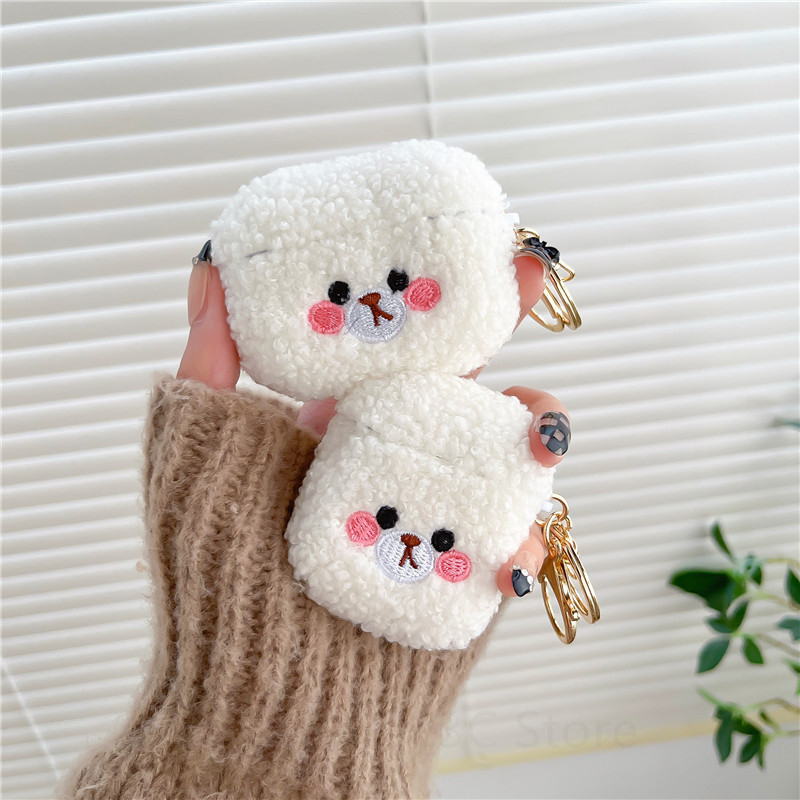 Husă nouă de pluș pentru Airpod Pro 2 Husă moale pentru căști cu urs de desene animate Husă încălzitoare de mâini pentru husă de generație a 3-a pentru Apple Airpods