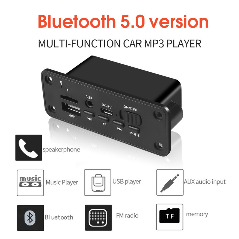 KBT Bluetooth MP3 WMA dekóder kártya audio modul 2X3W hangszóró autós FM rádió modul támogatás TF USB AUX audio DC 5V