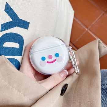 Διαφανής θήκη ακουστικών χαριτωμένη Smiley Face για Huawei Freebuds 4 3 Clear Cartoon Soft Silicone κάλυμμα ασύρματων ακουστικών με γάντζο
