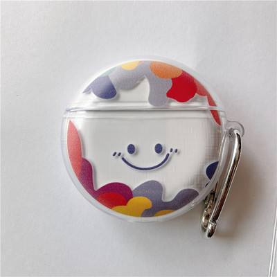 Husă transparentă pentru căști cu fața zâmbitoare drăguță pentru Huawei Freebuds 4 3 Husă transparentă din silicon moale pentru căști fără fir cu cârlig