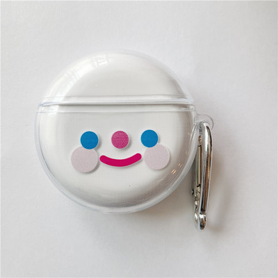 Husă transparentă pentru căști cu fața zâmbitoare drăguță pentru Huawei Freebuds 4 3 Husă transparentă din silicon moale pentru căști fără fir cu cârlig