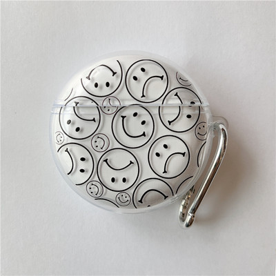 Husă transparentă pentru căști cu fața zâmbitoare drăguță pentru Huawei Freebuds 4 3 Husă transparentă din silicon moale pentru căști fără fir cu cârlig