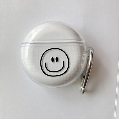 Husă transparentă pentru căști cu fața zâmbitoare drăguță pentru Huawei Freebuds 4 3 Husă transparentă din silicon moale pentru căști fără fir cu cârlig