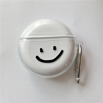 Husă transparentă pentru căști cu fața zâmbitoare drăguță pentru Huawei Freebuds 4 3 Husă transparentă din silicon moale pentru căști fără fir cu cârlig