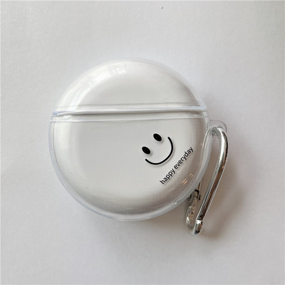 Husă transparentă pentru căști cu fața zâmbitoare drăguță pentru Huawei Freebuds 4 3 Husă transparentă din silicon moale pentru căști fără fir cu cârlig