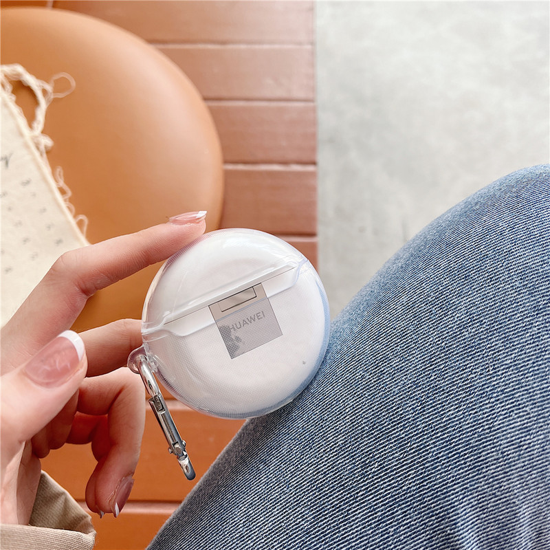 Husă transparentă pentru căști cu fața zâmbitoare drăguță pentru Huawei Freebuds 4 3 Husă transparentă din silicon moale pentru căști fără fir cu cârlig