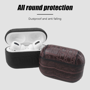Нов кожен калъф с шарка на крокодилска кожа за AirPods Pro Удароустойчив капак Защитен калъф Аксесоари за слушалки Apple