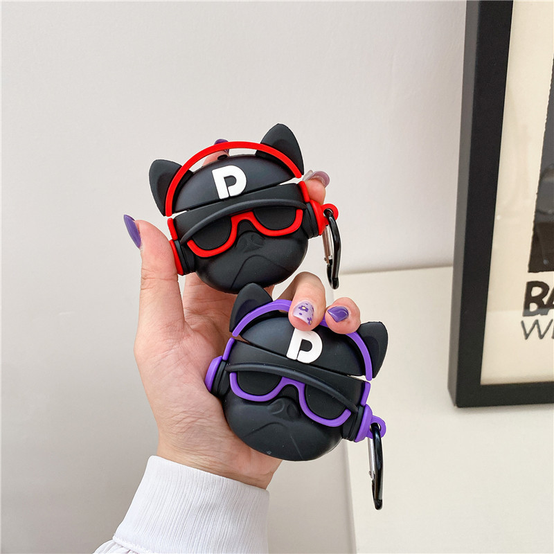 Cartoon Music P French Bulldog Eyes Husă pentru căști pentru câine de companie pentru Apple AirPods 1 2 3 Pro 2021 Pro2 Husă pentru căști bluetooth fără fir
