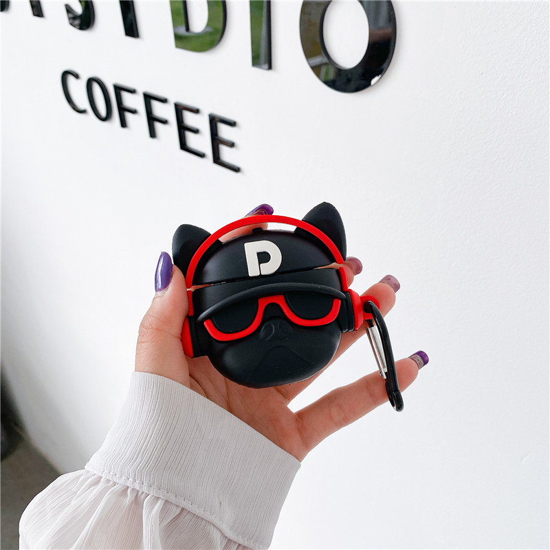 Cartoon Music P French Bulldog Eyes Husă pentru căști pentru câine de companie pentru Apple AirPods 1 2 3 Pro 2021 Pro2 Husă pentru căști bluetooth fără fir