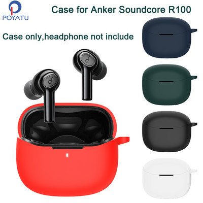 Θήκη σιλικόνης POYATU Soundcore-R100 για Anker Soundcore R100 Πλήρης προστατευτική θήκη για αξεσουάρ δέρματος που πλένεται κάλυμμα ανθεκτικό στη σκόνη