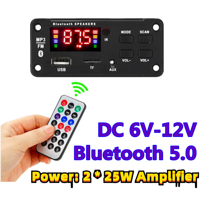 Handsfree 60W/50W/40W pojačalo Bežični Bluetooth 5.0 MP3 dekoder ploča audio automobila USB TF FM radio modul s daljinskim upravljačem