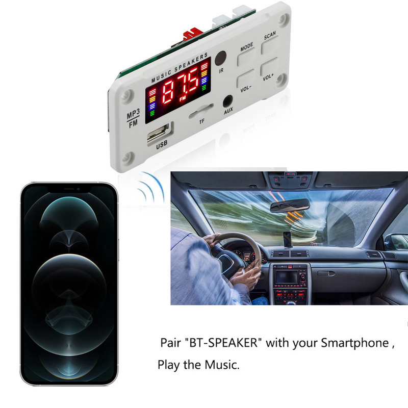 Placă de decodor MP3 WMA 12V 50W 2*25W Amplificator fără fir Bluetooth 5.0 Audio auto USB TF Modul radio FM Player MP3