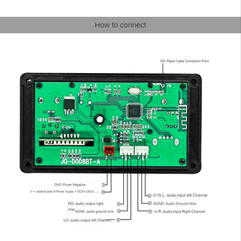 Οθόνη LCD Bluetooth 5.0 MP3 Πίνακας Αποκωδικοποιητή Υποστήριξη Εγγραφή Handsfree FM DC 12V MP3 WMA WAV APE FLAC Αναπαραγωγή ήχου