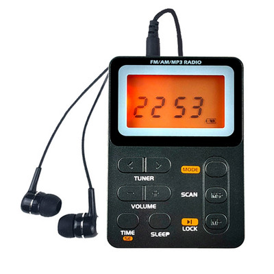 Преносим AM/FM радиоприемник LCD дисплей Мини MP3 плейър със слушалка Универсален Walkman Поддръжка TF Card Play
