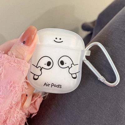 Funny Simple Smiley Line puha szilikon fülhallgató tok Apple Airpodshoz 1/2 fejhallgató tok Airpods Pro 3 2-hez fedél kampóval