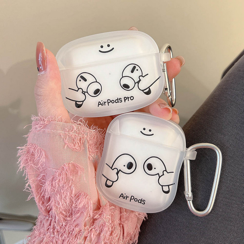 Funny Simple Smiley Line puha szilikon fülhallgató tok Apple Airpodshoz 1/2 fejhallgató tok Airpods Pro 3 2-hez fedél kampóval