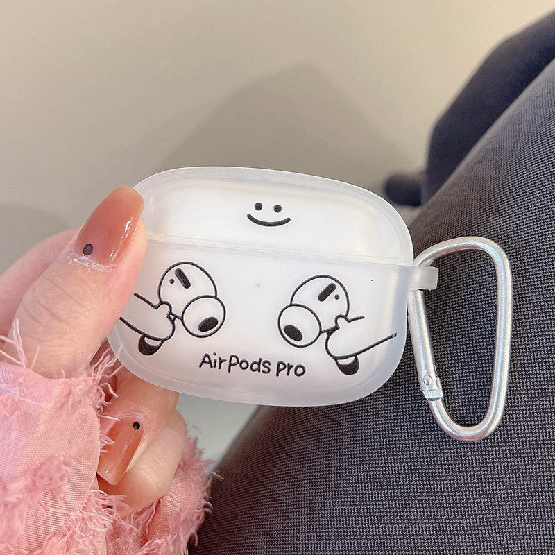 Funny Simple Smiley Line puha szilikon fülhallgató tok Apple Airpodshoz 1/2 fejhallgató tok Airpods Pro 3 2-hez fedél kampóval