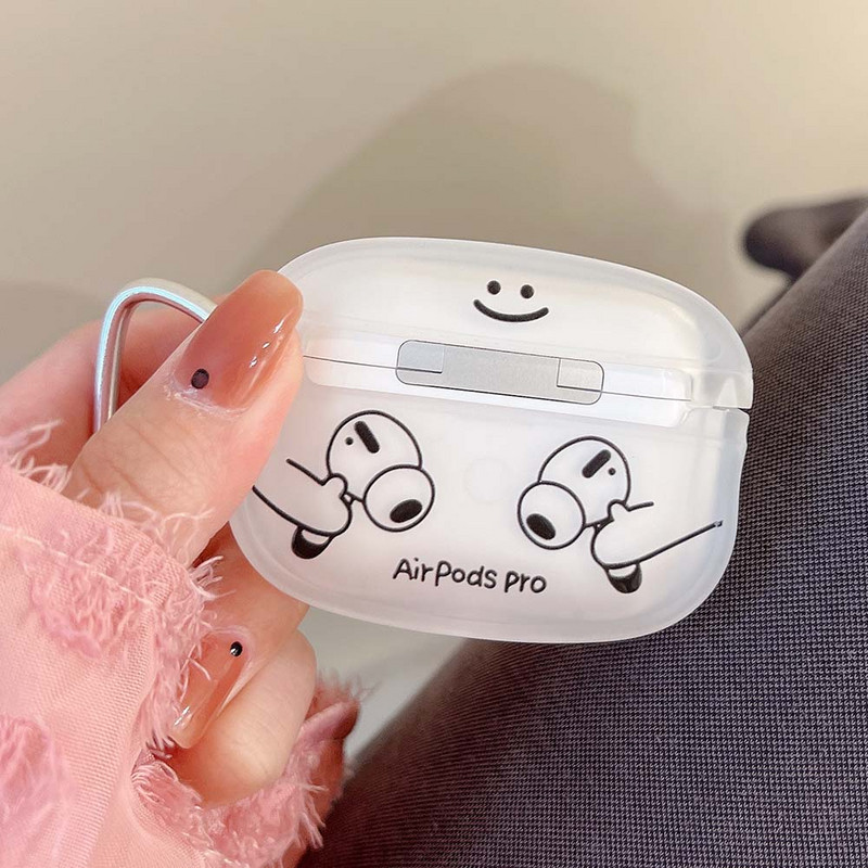 Funny Simple Smiley Line puha szilikon fülhallgató tok Apple Airpodshoz 1/2 fejhallgató tok Airpods Pro 3 2-hez fedél kampóval