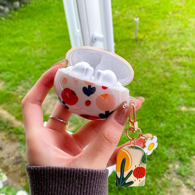 Módne silikónové puzdro na slúchadlá s kvetom tulipánu pre Huawei FreeBuds 3 4 Ochranný kryt na slúchadlá pre FreeBuds Pro 4i s kľúčenkou