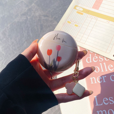 Módne silikónové puzdro na slúchadlá s kvetom tulipánu pre Huawei FreeBuds 3 4 Ochranný kryt na slúchadlá pre FreeBuds Pro 4i s kľúčenkou