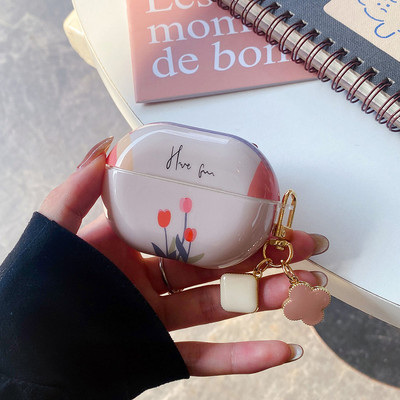 Módne silikónové puzdro na slúchadlá s kvetom tulipánu pre Huawei FreeBuds 3 4 Ochranný kryt na slúchadlá pre FreeBuds Pro 4i s kľúčenkou