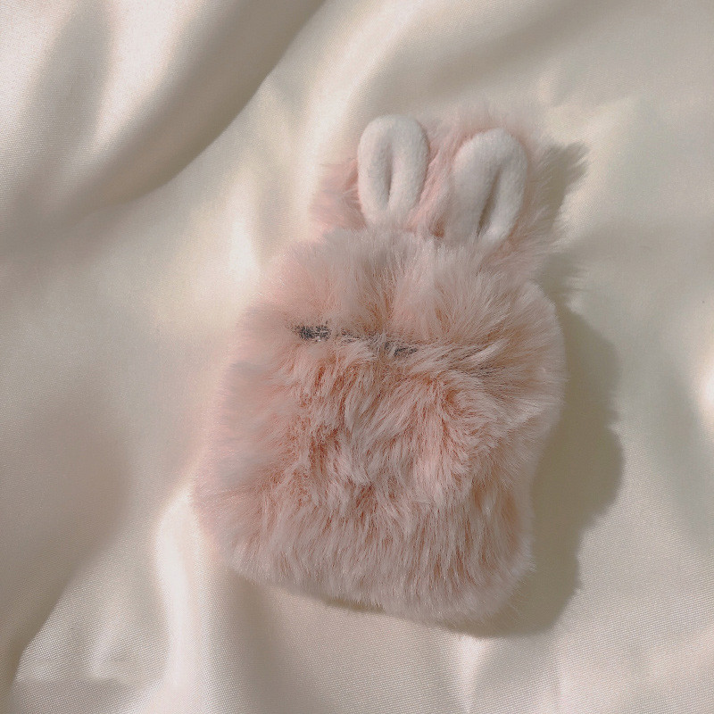 Χαριτωμένο Cartoon Fluffy Pink Rabbit Box για Apple AirPods 1 2 Θήκη Ασύρματο Bluetooth Κέλυφος ακουστικών σιλικόνης για θήκη Airpods Pro
