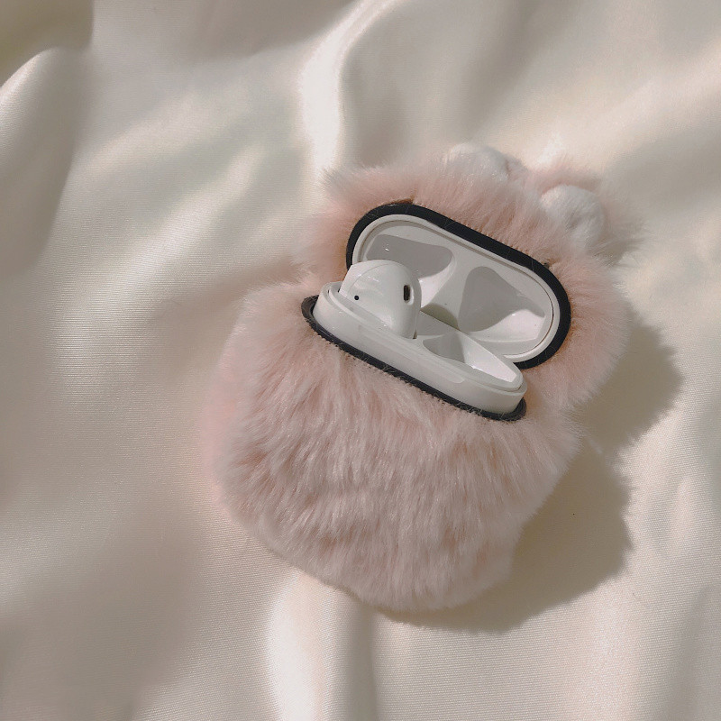 Χαριτωμένο Cartoon Fluffy Pink Rabbit Box για Apple AirPods 1 2 Θήκη Ασύρματο Bluetooth Κέλυφος ακουστικών σιλικόνης για θήκη Airpods Pro