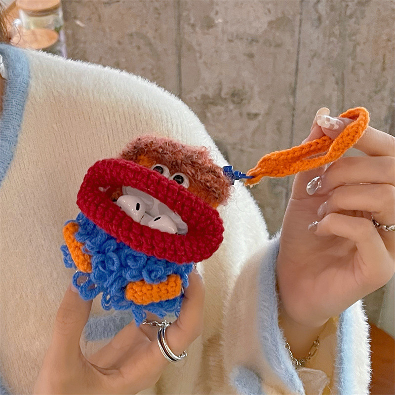 Aranyos kötött rajzfilm Monster fülhallgató tok Apple Airpods 3 2 Pro Cover szilikon fejhallgató töltő tokok Airpod Pro 2 Funda készülékhez