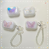 Za JBL T220 / T225 / C260 / T130NC / T230NC / RACE torbica Luksuzni Crystal Butterfly Keychain Shell Silikonski prozirni poklopac za slušalice