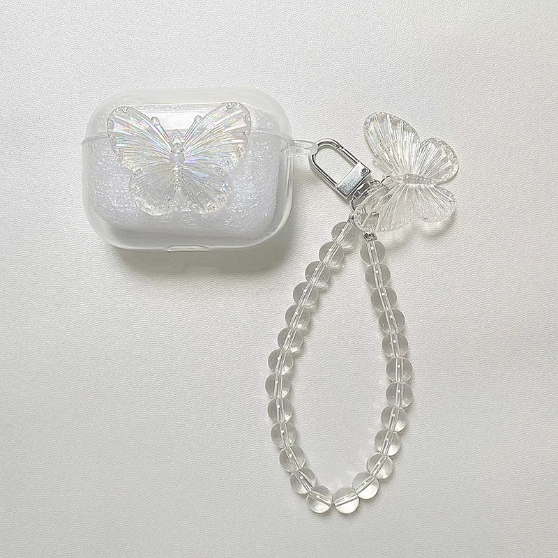 Za JBL T220 / T225 / C260 / T130NC / T230NC / RACE torbica Luksuzni Crystal Butterfly Keychain Shell Silikonski prozirni poklopac za slušalice